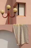 Mets&auml;lampi, linnen badlaken, rose-grijs-limegreen