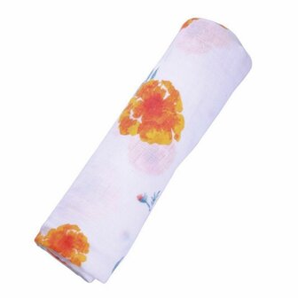 Malabar Baby swaddle Marigold flowers