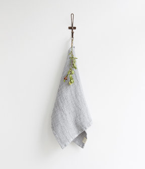 Linen Tales linnen wafel handdoek 45 x 65 cm lichtgrijs