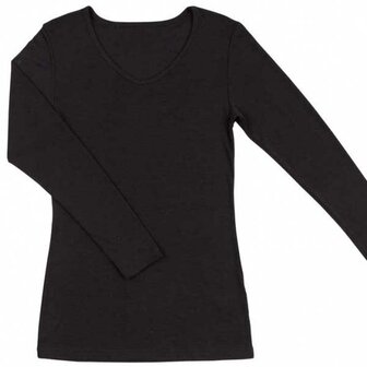 Sara, wool/silk long sleeve t-shirt, black