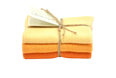 Burnt orange combi, set of 3 dishcloths