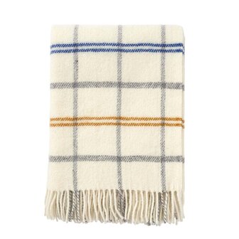 Tartan-wit-geel-blauw, wollen plaid