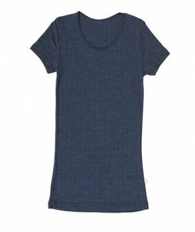 Emily, wool/silk t-shirt short sleeves, blue