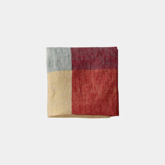 Echelle red, linen handkerchief