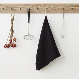 Black, linen kitchen towel