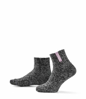 Warm socks, anti-slip, ankle height, dark grey, mauve mist, size 37-41