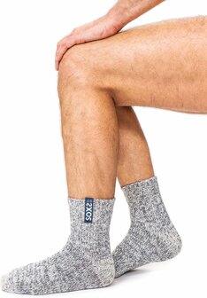 Warme sokken, enkelhoog, grijs, blue nights, 42-47