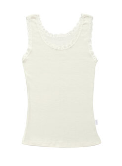 Cecile wool tanktop, white with lace