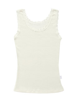 Cecile wollen tanktop, wit met kant