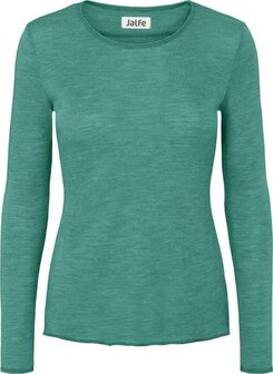 Shirt merinowol emerald-donkergroen melange