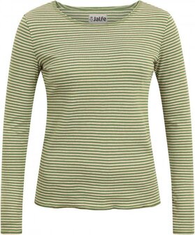 Longsleeve cotton green-natural stripes