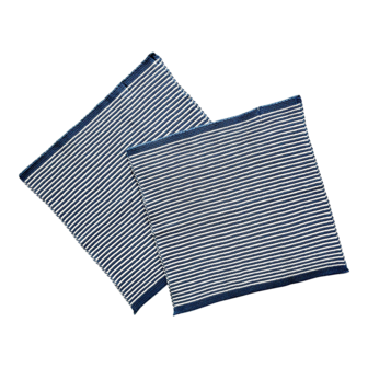 Donker rustiek blauw gestreept, set van 2 vaatdoekjes
