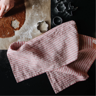 linnen theedoek rood naturel