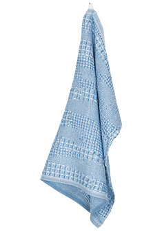 Kuohu handdoek, linnen-tencel-katoen, wit-helderblauw