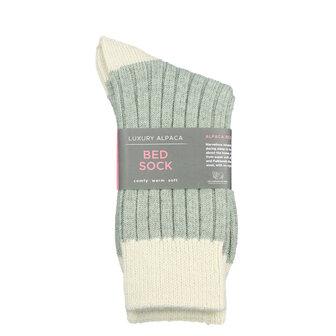 Alpaca-merino bedsokken, pastelgroen-creme