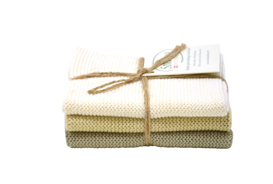 Licht khaki combi, set van 3 vaatdoekjes