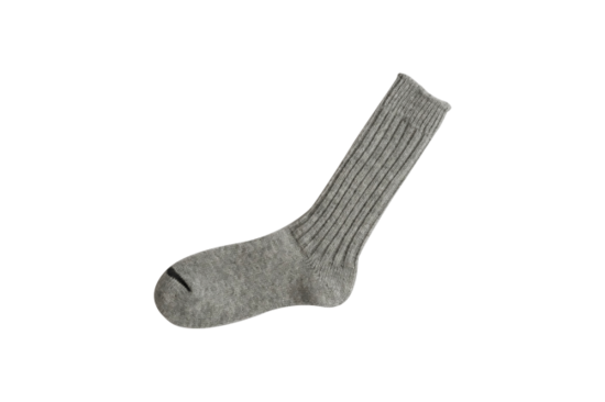 Nishiguchi Kutsushita wool  ribbed socks grey