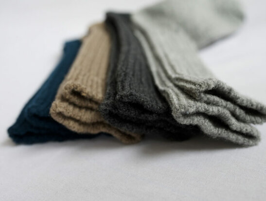Nishiguchi Kutsushita wool  ribbed socks grey