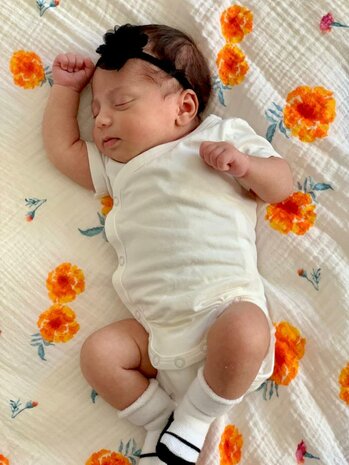 Malabar Baby swaddle Marigold flowers