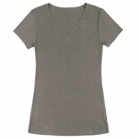 Sara, wol/zijde t-shirt korte mouw, sesam