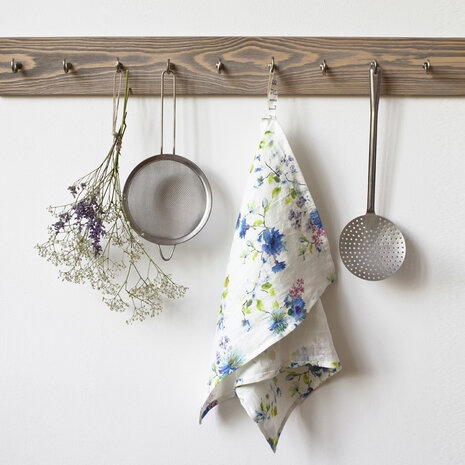 Linen Tales linnen theedoek met bloemen
