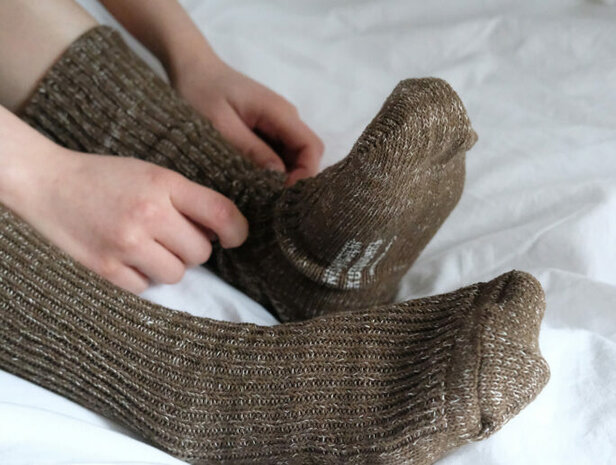 Hemp + cotton ribbed socks khaki moss