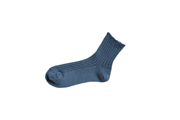 Ribbed linen socks blue