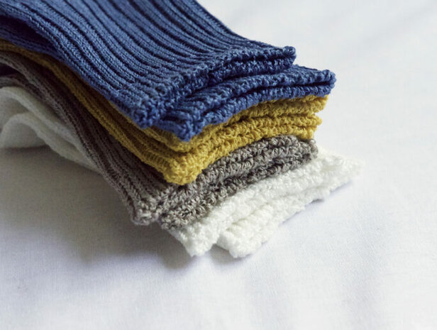 Ribbed linen socks blue