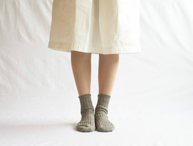 Ribbed linen socks beige