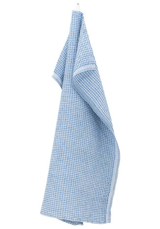 Maija wit-helderblauw, linnen-tencel wafelhanddoek