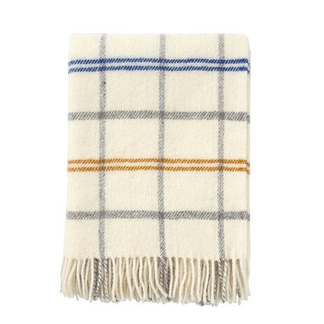 Tartan-wit-geel-blauw, wollen plaid