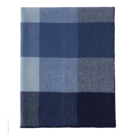 Blok blauw, wollen plaid