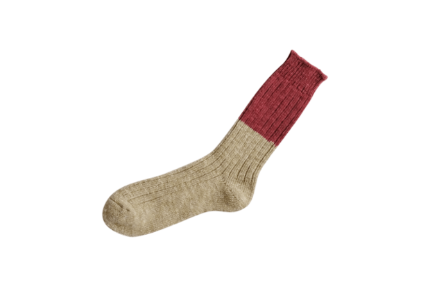 Nishiguchi Kutsushita wool + cotton ribbed socks red