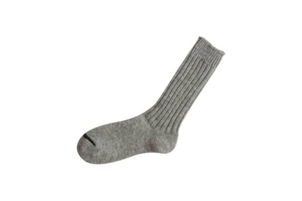 Nishiguchi Kutsushita geribde sokken van wol grijs