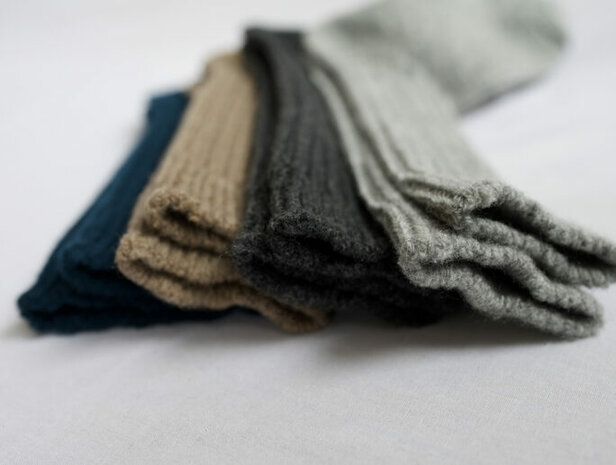 Nishiguchi Kutsushita wool ribbed socks charcoal