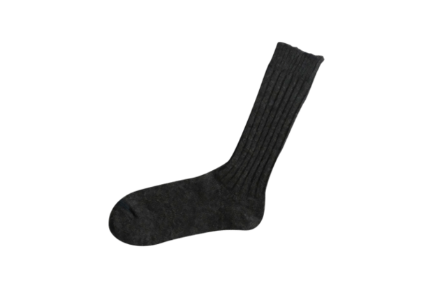 Nishiguchi Kutsushita wool ribbed socks charcoal