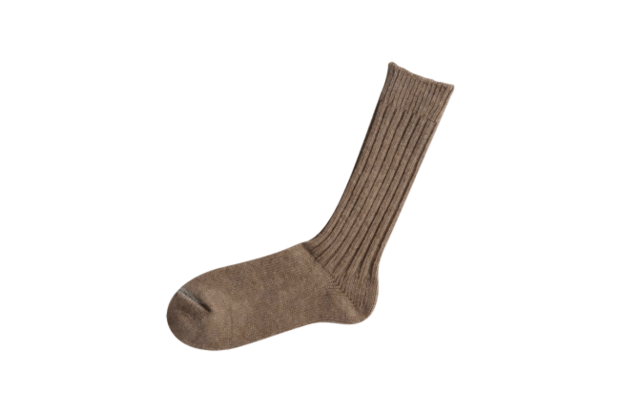 wool ribbed socks beige