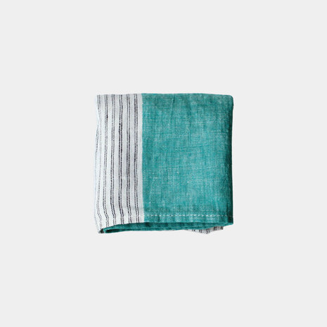 Cascata emerald, linen handkerchief