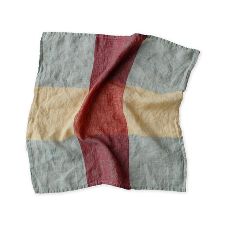 Echelle red, linen handkerchief