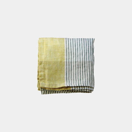 Delfi green/yellow, linen handkerchief