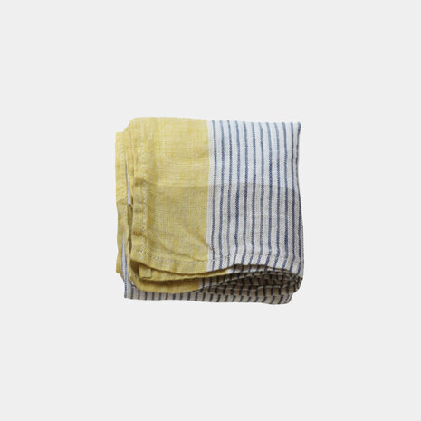 Delfi blauw/geel, linnen zakdoek