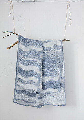 Aallonmurtaja, linen-blue, linen bathtowel