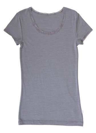 Victoria, wol/zijde t-shirt met korte mouw