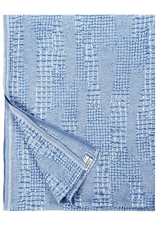 Kuohu badlaken, linnen-tencel-katoen, wit-helderblauw