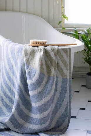 linnen badhanddoek grijs-blauw-groen