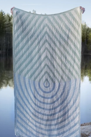 Metsälampi, linnen badlaken, wit-groen-helderblauw