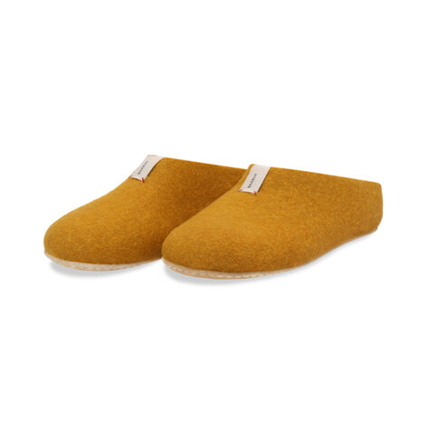 wollen pantoffels zachtgeel