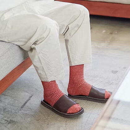 Hennep-katoen geribde sokken, boston brick