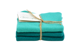 Turquoise groen combi, set van 3 vaatdoekjes