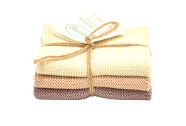 Nature, licht nougat, donker nougat, set van 3 vaatdoekjes